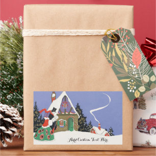 Sticker Rectangulaire Noël vintage, Couple victorien à la fête