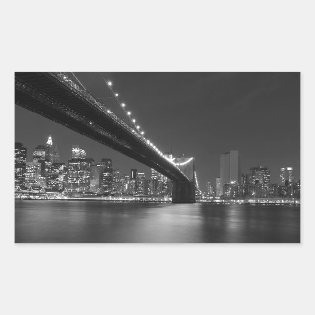 Sticker Rectangulaire Noir blanc New York City Skyline (Devant)