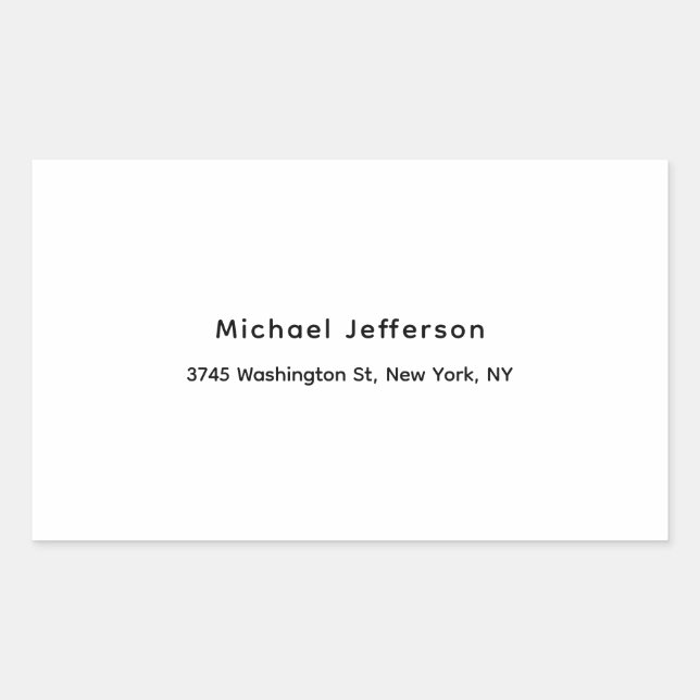 Sticker Rectangulaire Noir Blanc Unique Classique Élégant Plain (Devant)