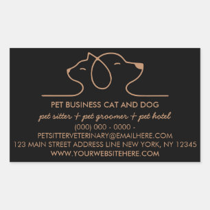 Sticker Rectangulaire Noir Brown chien chat Logo Animaux de compagnie