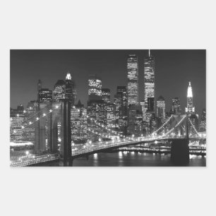 Sticker Rectangulaire Noir et blanc New York City