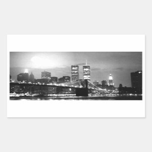 Sticker Rectangulaire Noir et blanc New York City à la nuit Rectangle St