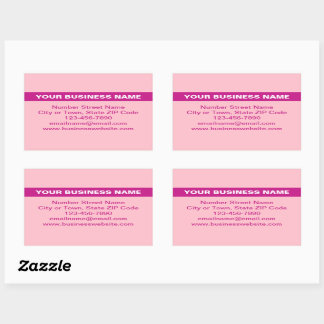 Sticker Rectangulaire Nom commercial en surbrillance sur rose