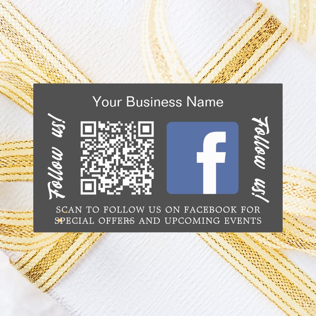 Sticker Rectangulaire Nom commercial gris charbon qr code Facebook (Créateur téléchargé)