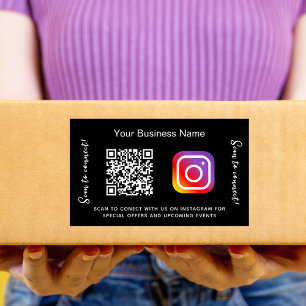 Sticker Rectangulaire Nom commercial noir qr code Instagram