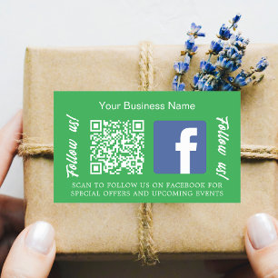 Sticker Rectangulaire Nom commercial vert qr code Facebook