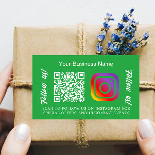 Sticker Rectangulaire Nom commercial vert qr code Instagram