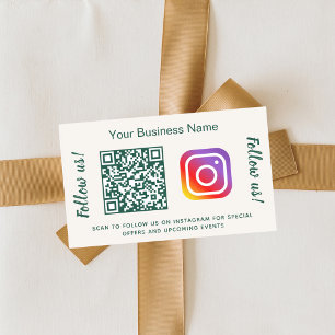 Sticker Rectangulaire Nom de l'entreprise ivoire vert code qr instagram