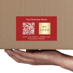 Sticker Rectangulaire Nom de l'entreprise logo qr code rouge