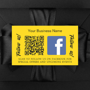 Sticker Rectangulaire Nom d'entreprise jaune code qr Facebook