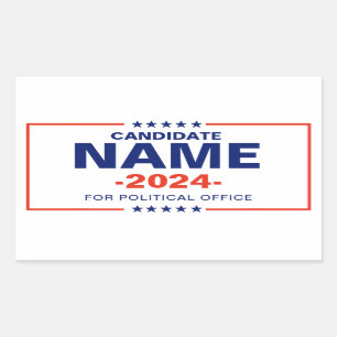 Sticker Rectangulaire Nom du candidat personnalisé