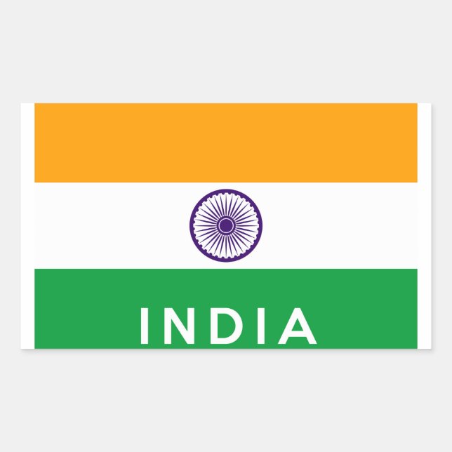 Sticker Rectangulaire nom du symbole du pays d'inde (Devant)