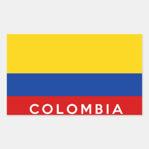 Sticker Rectangulaire nom du texte du drapeau de la colombie