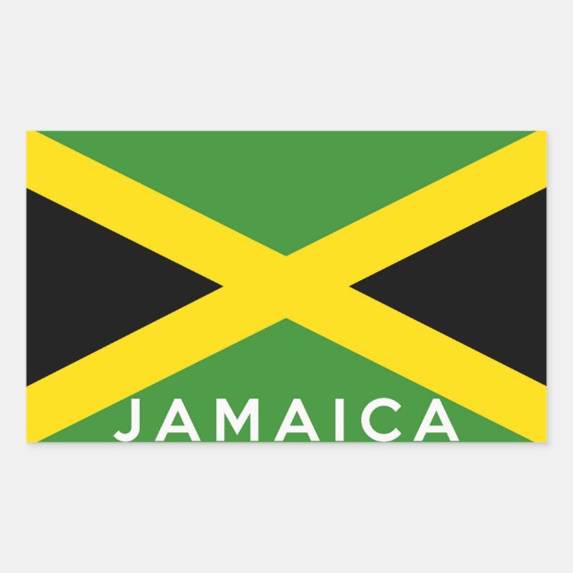 Sticker Rectangulaire nom du texte du drapeau de la Jamaïque (Devant)