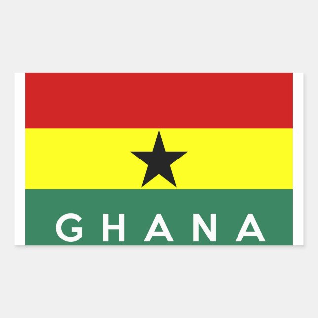 Sticker Rectangulaire nom du texte du drapeau du pays ghana (Devant)