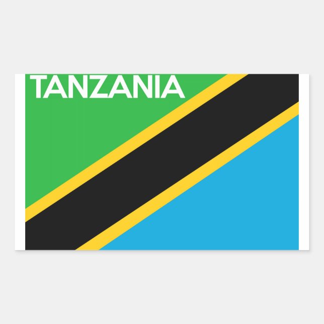 Sticker Rectangulaire nom du texte du drapeau du pays tanzanie (Devant)