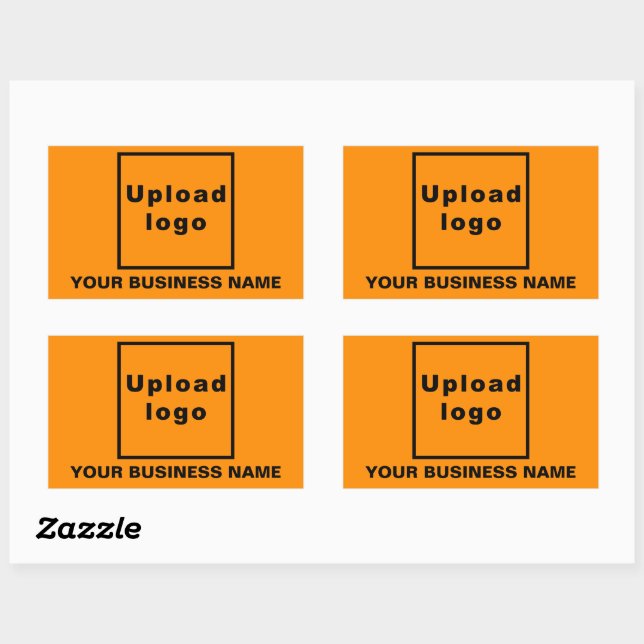 Sticker Rectangulaire Nom et logo de l'entreprise en orange (Feuille)