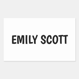 Sticker Rectangulaire Nom étanche blanc simple