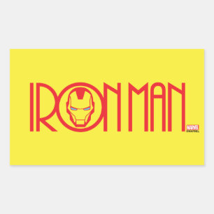 Sticker Rectangulaire Nom Iron Man Art Déco
