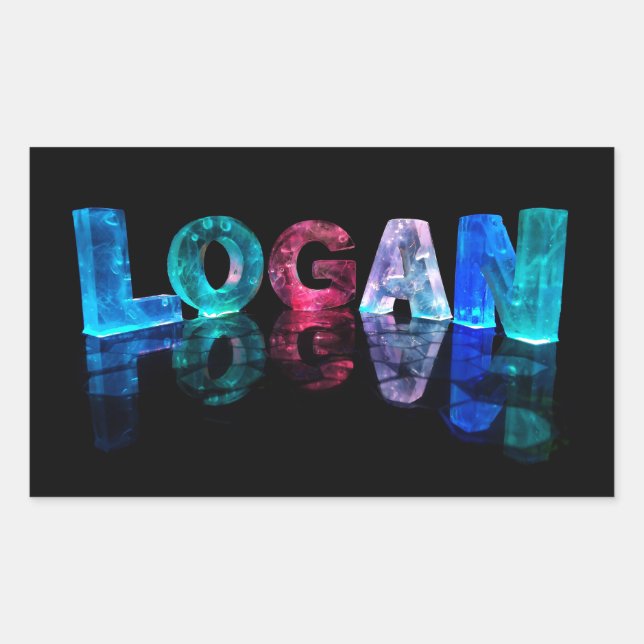 Sticker Rectangulaire Nom Logan en lumières 3D (photo) (Devant)