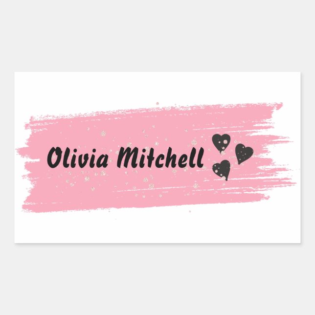 Sticker Rectangulaire Nom long étanche de la parties scintillant (Devant)