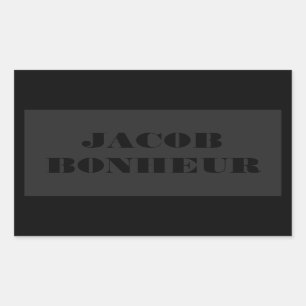 Sticker Rectangulaire Nom moderne professionnel   Gris foncé et noir