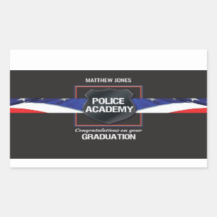 Sticker Rectangulaire Nom personnalisé, diplôme de l'académie de police