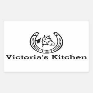 Sticker Rectangulaire Nom personnalisé vintage Horseshoe Baking