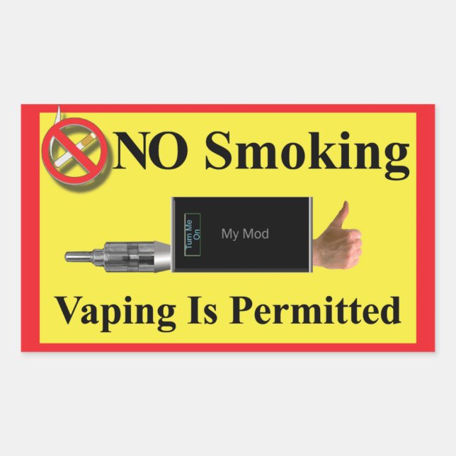 Sticker Rectangulaire NON Fumer mais Vaping autorisé (Devant)