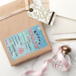 Sticker Rectangulaire North Pole Express: Tag de livraison spéciale