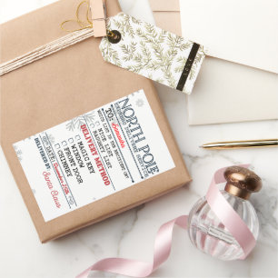 Sticker Rectangulaire North Pole Express: Tag de livraison spéciale