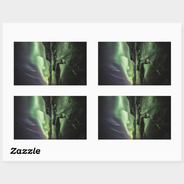 Sticker Rectangulaire Northern Lights Norvège (Feuille)