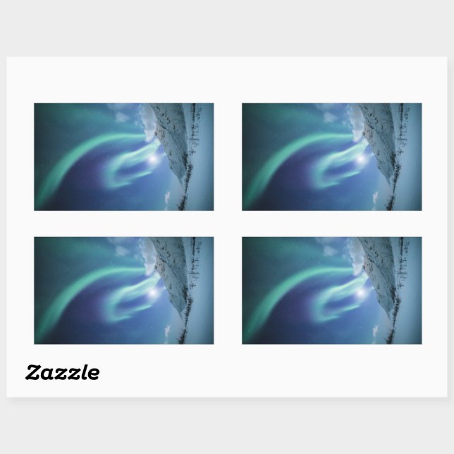 Sticker Rectangulaire Northern Lights Norvège (Feuille)