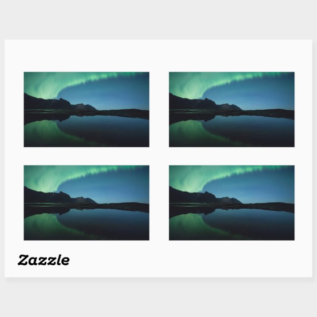 Sticker Rectangulaire Northern Lights Norvège (Feuille)