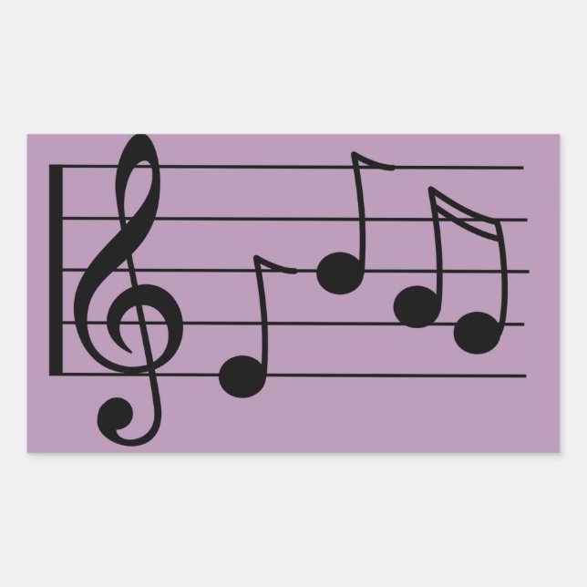 Sticker Rectangulaire Notation musicale clé tréble et personnel (Devant)