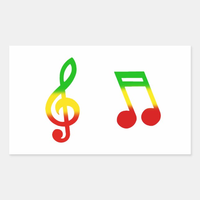 Sticker Rectangulaire Note Rasta et Clef Treble (Devant)