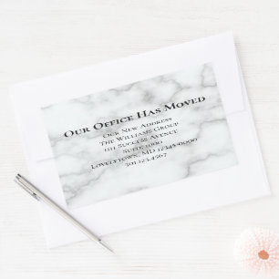 Sticker Rectangulaire Notre Bureau A Déménagé Faux Marble Faire-part