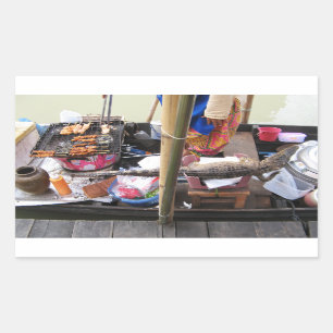 Sticker Rectangulaire Nourriture de rue de BBQ… Thaïlande de viande d