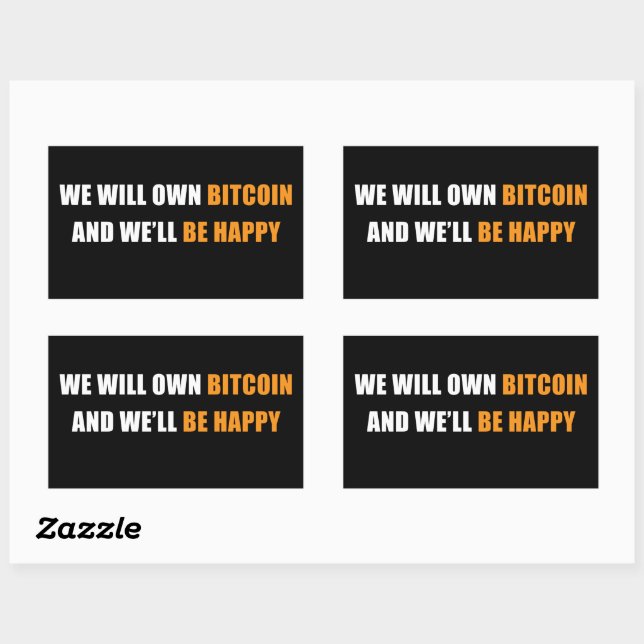 Sticker Rectangulaire Nous posséderons Bitcoin et serons heureux : Crypt (Feuille)