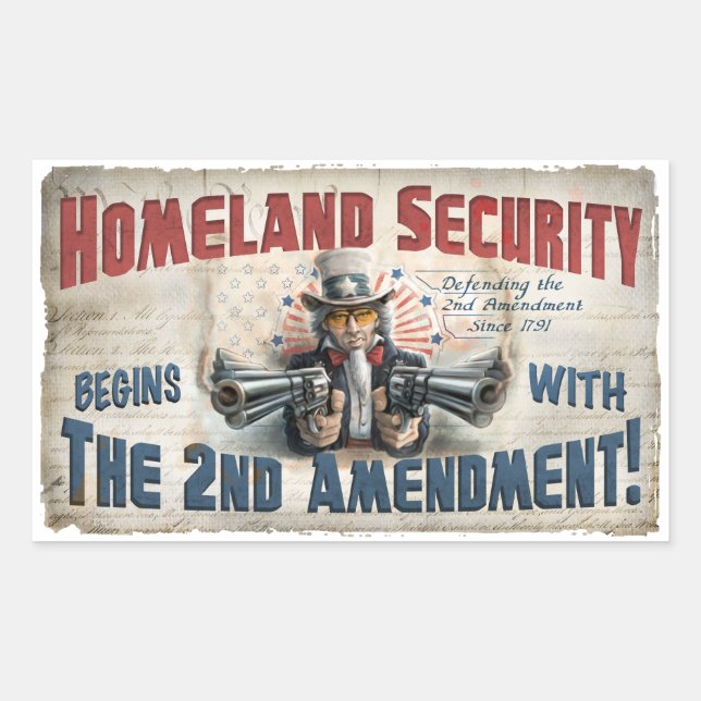 Sticker Rectangulaire Nouvel engin de droits d'arme (Devant)