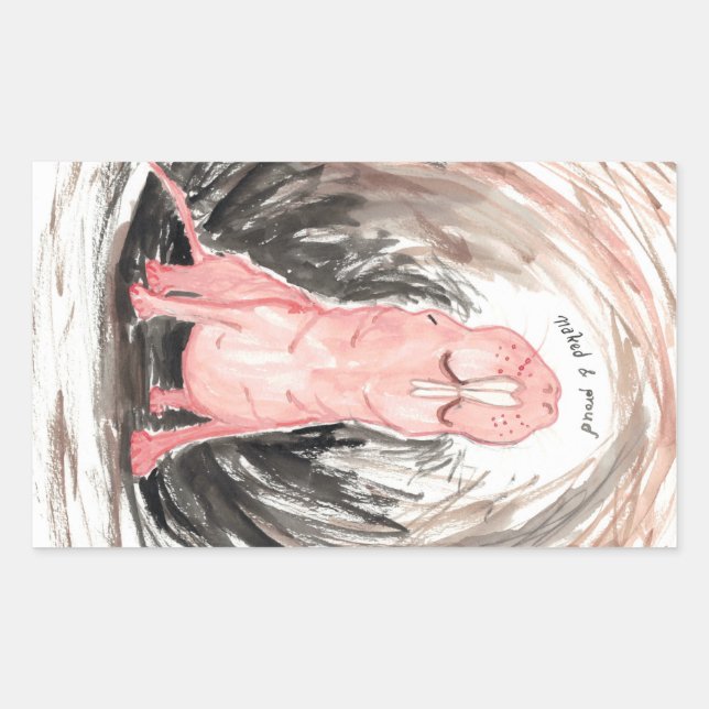 Sticker Rectangulaire Nu (& Fier) Rat Mole (Devant)