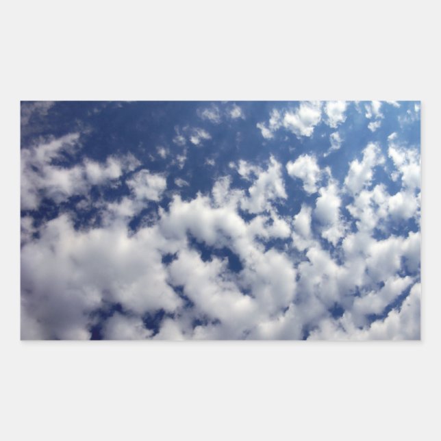 Sticker Rectangulaire Nuages Puffy Sur Ciel Bleu (Devant)