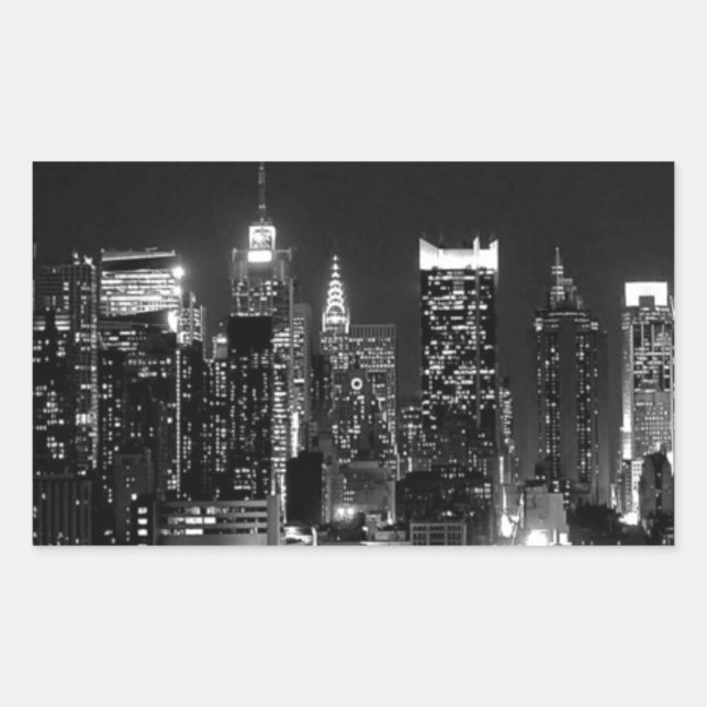 Sticker Rectangulaire Nuit à New York (Devant)