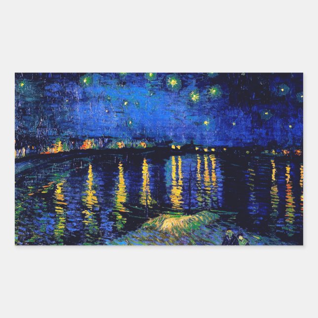Sticker Rectangulaire Nuit étoilée sur le Rhône Van Gogh Art (Devant)