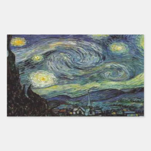 Sticker Rectangulaire Nuit étoilée - van Gogh