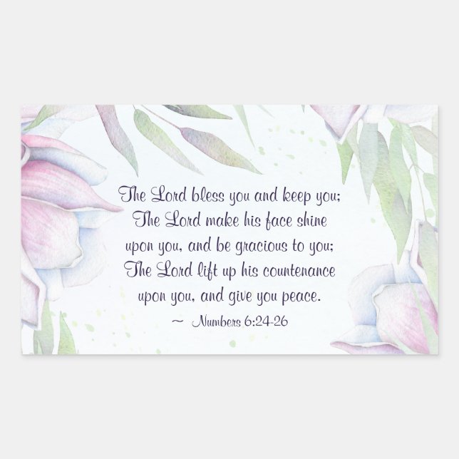 Sticker Rectangulaire Numéros 6:24-26 Le Seigneur Vous Bénit, Verse Bibl (Devant)