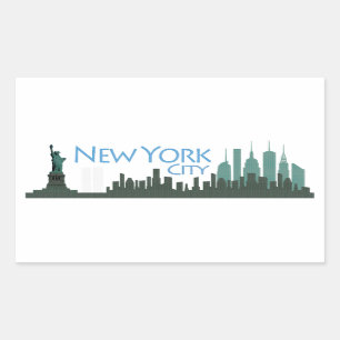 Sticker Rectangulaire NYC Liberty Skyline