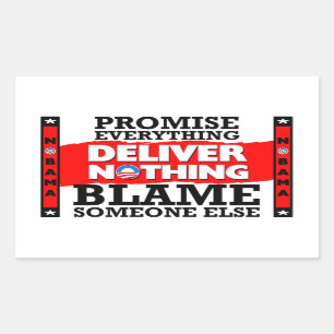 Sticker Rectangulaire Obama : Promettez Tout, N'Offrez Rien !