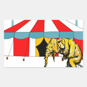 Sticker Rectangulaire Objets souvenirs du cirque en mémoire des éléphant