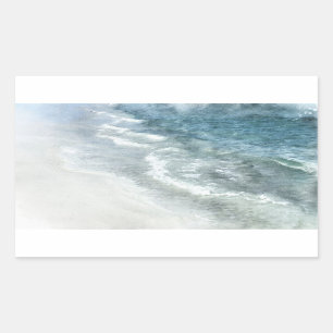 Sticker Rectangulaire Océan Watercolor - Plage Turquoise de l'océan bl